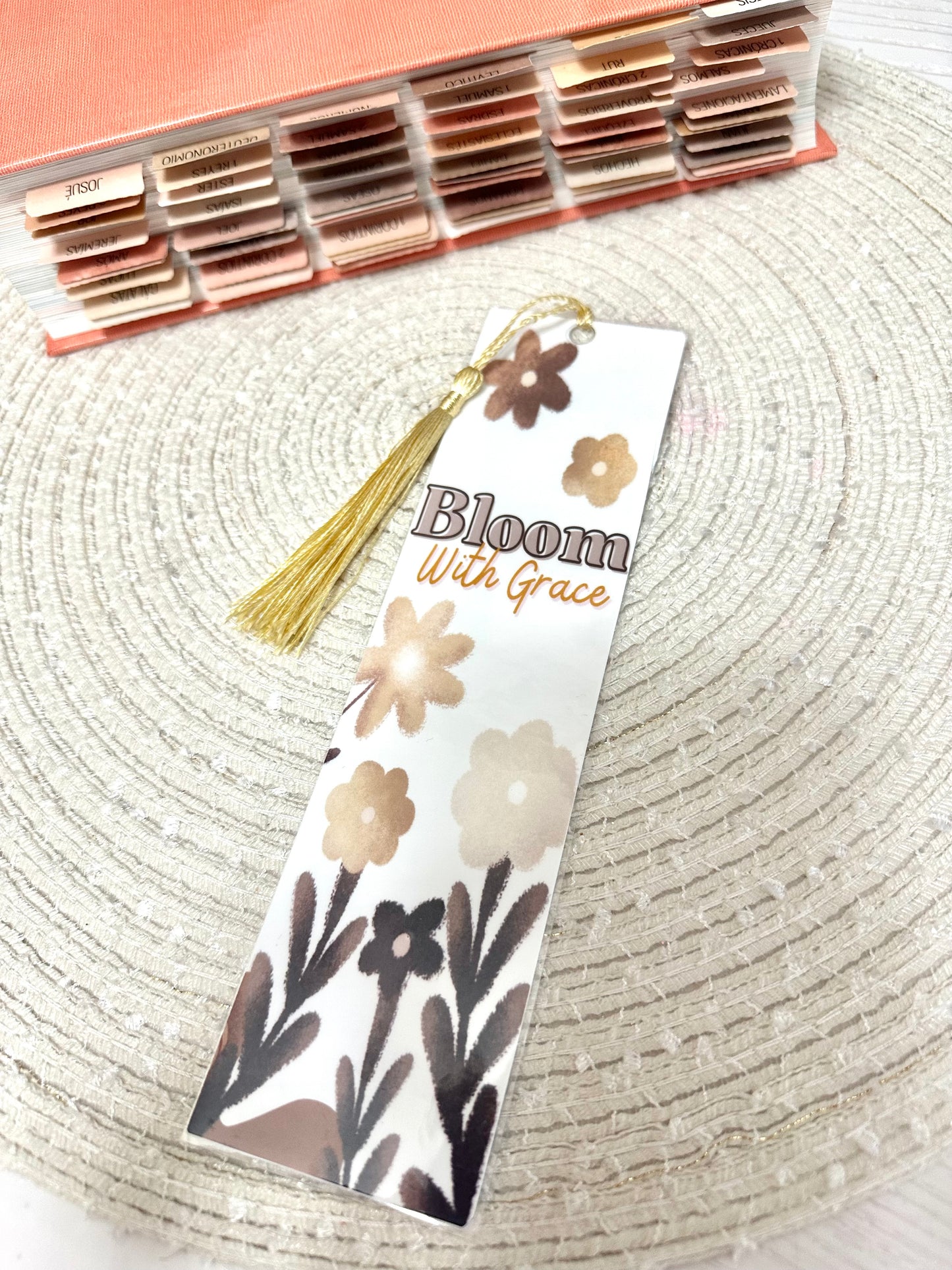Brown bloom with grace bookmark
