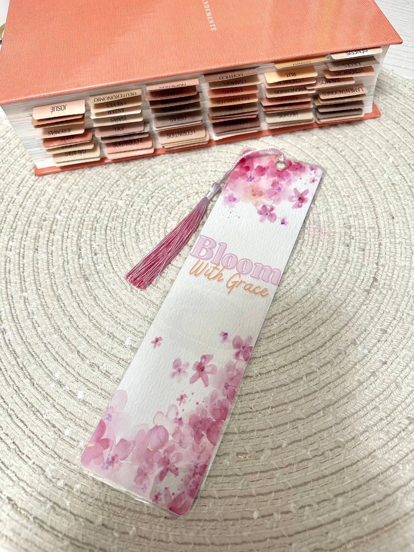 Pink bloom with grace bookmark
