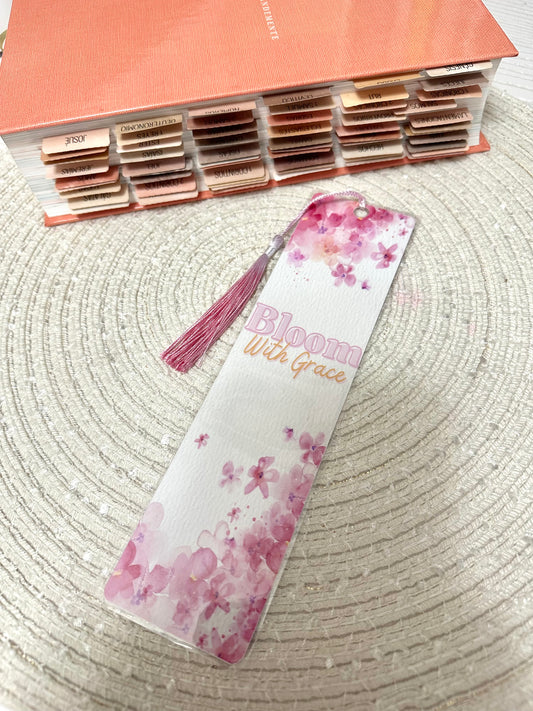Pink bloom with grace bookmark